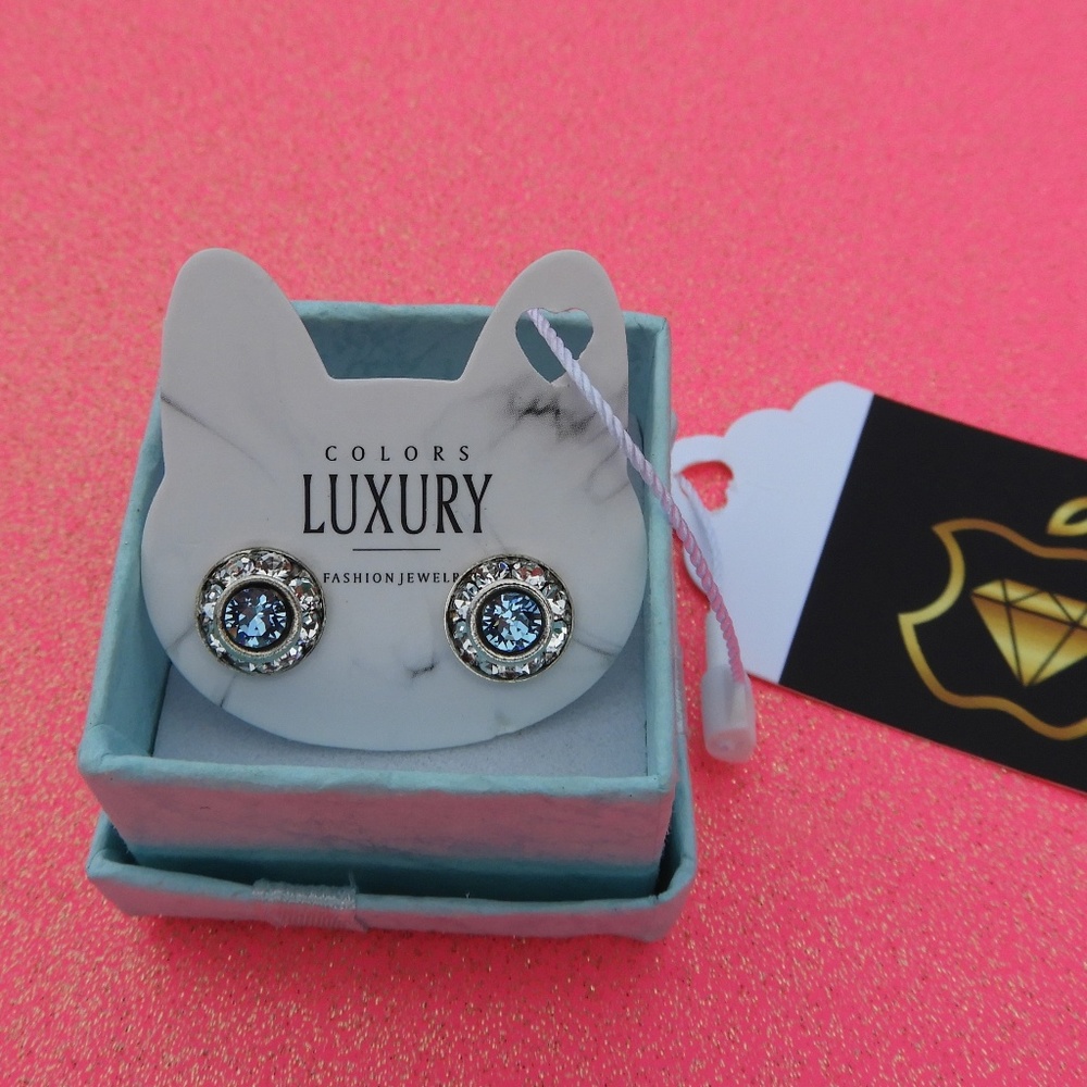 Swarovski Aqua Earrings Hypoallergenic NWT